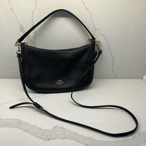 Coach Black Leather Crossbody Bag with Gold Hardware